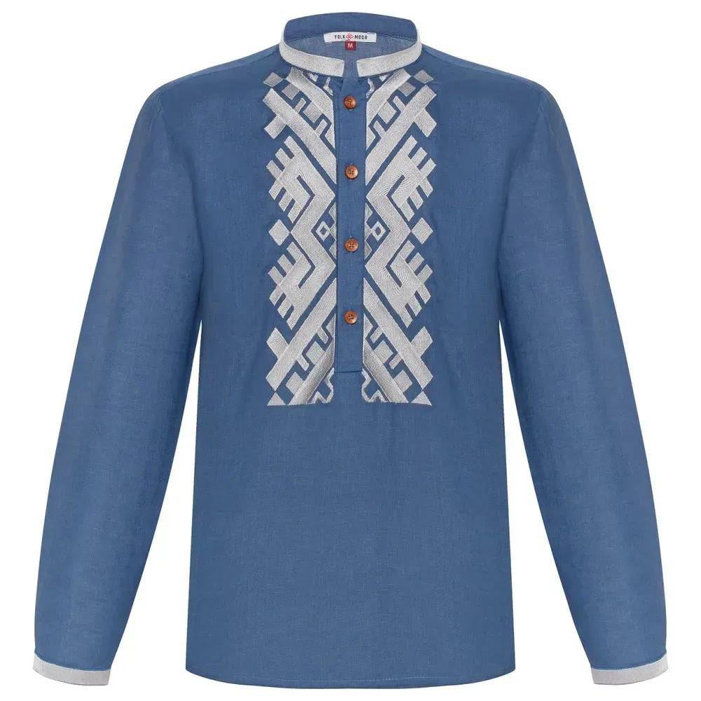 Вышиванка мужская р. 54 Синий (542) - фото 2 Вышиванка мужская р. 54 Синий (542) - фото 2