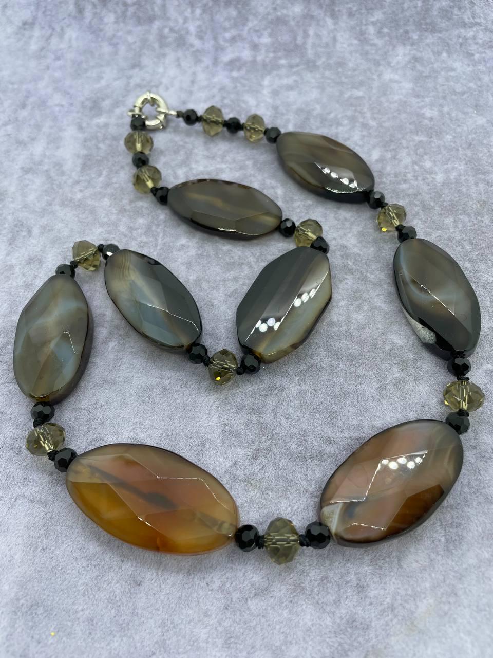 Намисто агат 50 см Коричневий (1256) Намисто агат 50 см Коричневий (1256)