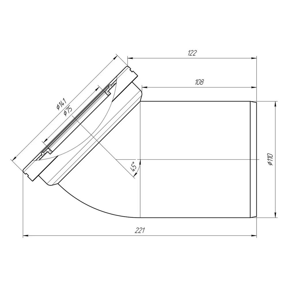 Труба фановая АНИ-ПЛАСТ 110 мм х 45° (W4220) - фото 2