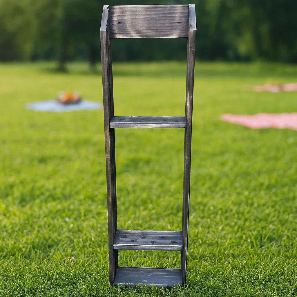 Подставка для шампуров деревянная на 6 штук 69х20х7 см Черный