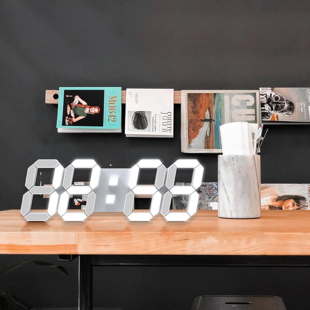Часы настольные электронные 3D Bodasan с будильником термометром белая подсветка Белый (HF3D) - фото 6