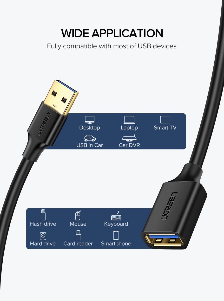 Подовжувач UGREEN US129 USB 3.0 AM/AF штекер/роз'єм 3 м (30127) - фото 2