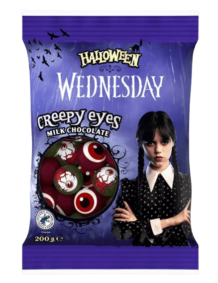 Конфеты шоколадные Halloween Wednesday Creepy Eyes Milk Chocolate 200 г (2795145881)