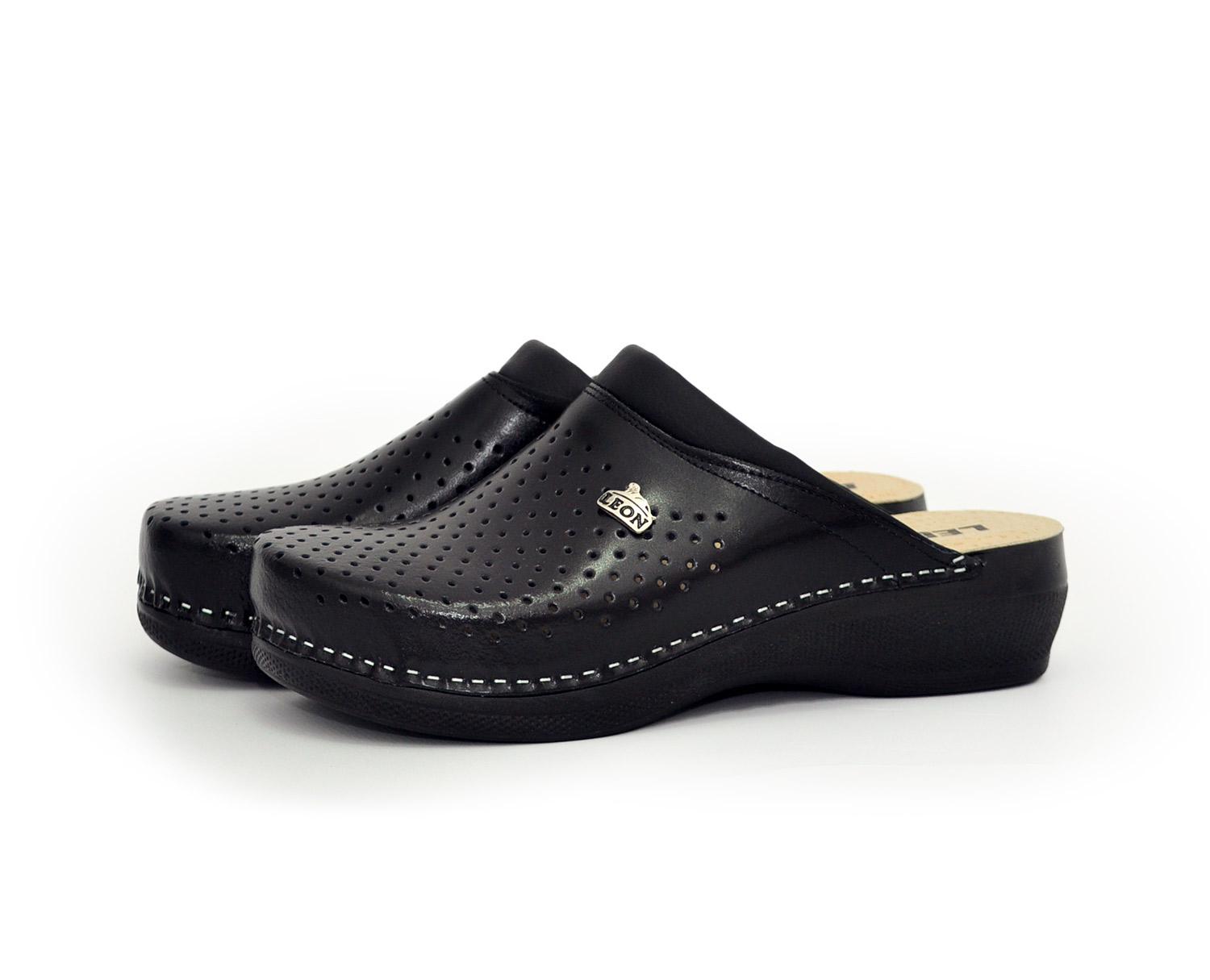 Женские сабо кожаные Leon PU100 р. 36 Черный - фото 2