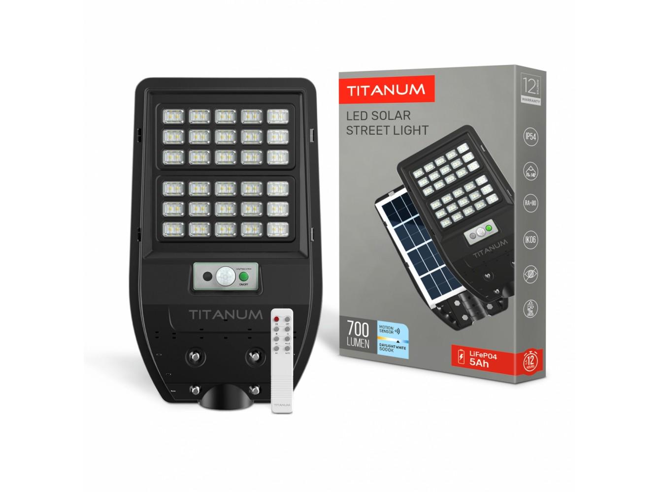 Светодиодный светильник солнечный TITANUM IP54 700Lm 5000K сенсорный