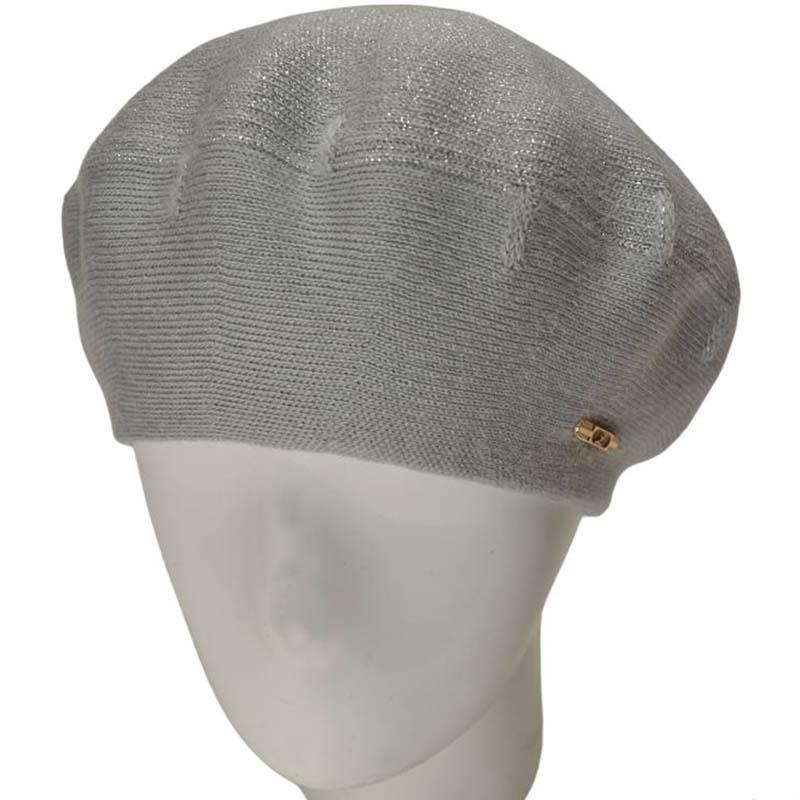 Берет женский Lirus Клео двойной шерстяной тонкой вязки с люрексовой нитью Серо-голубой (111325)