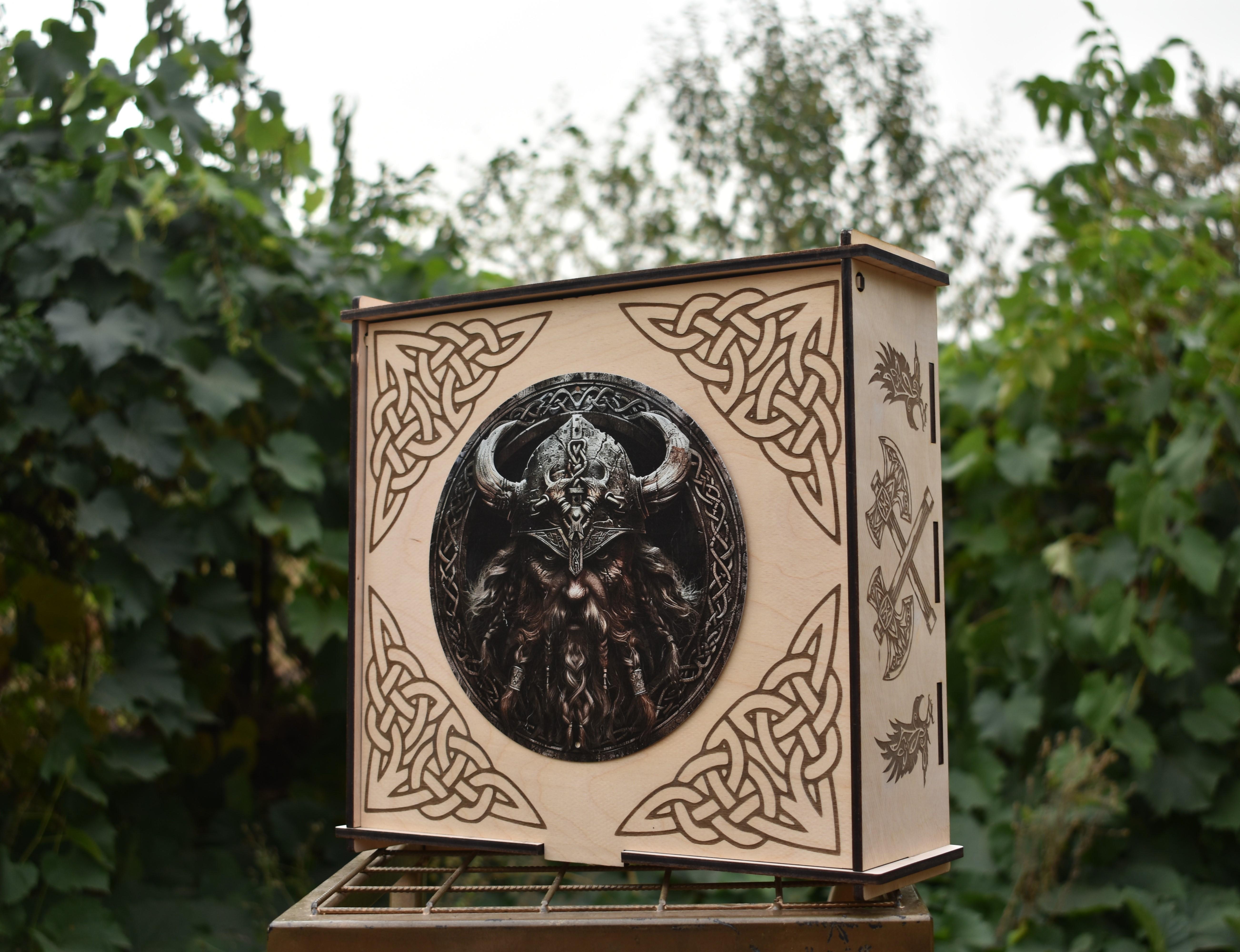 Подарочная коробка супер Викинг 3D изображение деревянная с индивидуальной гравировкой (21201418) - фото 3