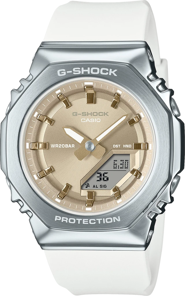 Наручний годинник жіночий Casio G-Shock GM-S2110-7A9ER ударостійкий з водозахистом 200 м та золотистим циферблатом