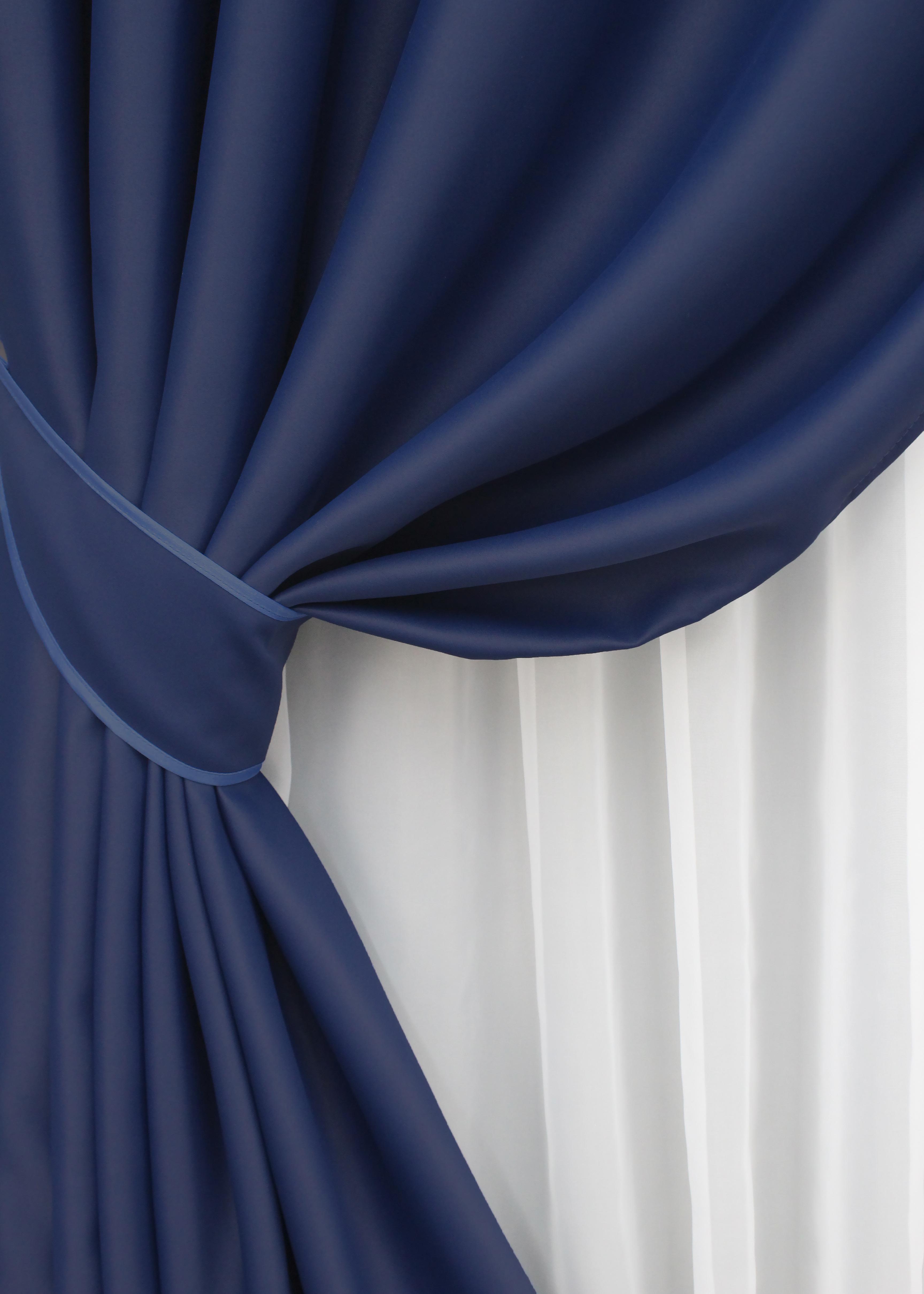 Комплект штор на люверсах VR-Textil Fusion Dimout №831ш 150х250 см 2 шт. Синий (37-0130) - фото 3 Комплект штор на люверсах VR-Textil Fusion Dimout №831ш 150х250 см 2 шт. Синий (37-0130) - фото 3