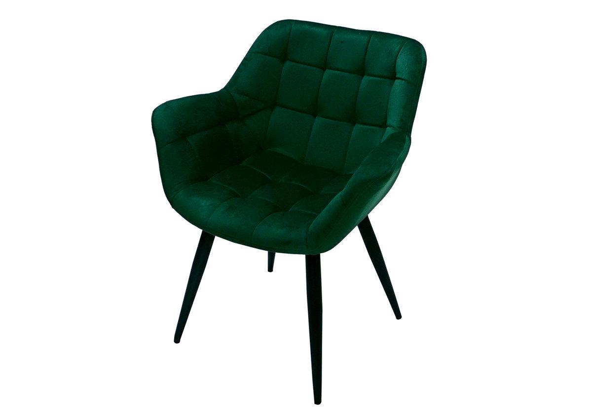 Стул кухонный Intarsio ELEGANTE 820х690х430 мм (мягкий для кухни/гостиной/офиса) Металл/Ткань Велюр цвет Черный/Зеленый (ELEGANTECDBL78)