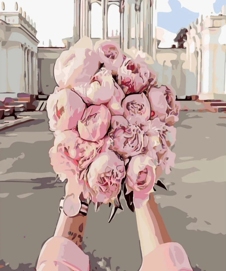 Картина по номерам Strateg Букет нежных пионов 40x50 см (SY6117)