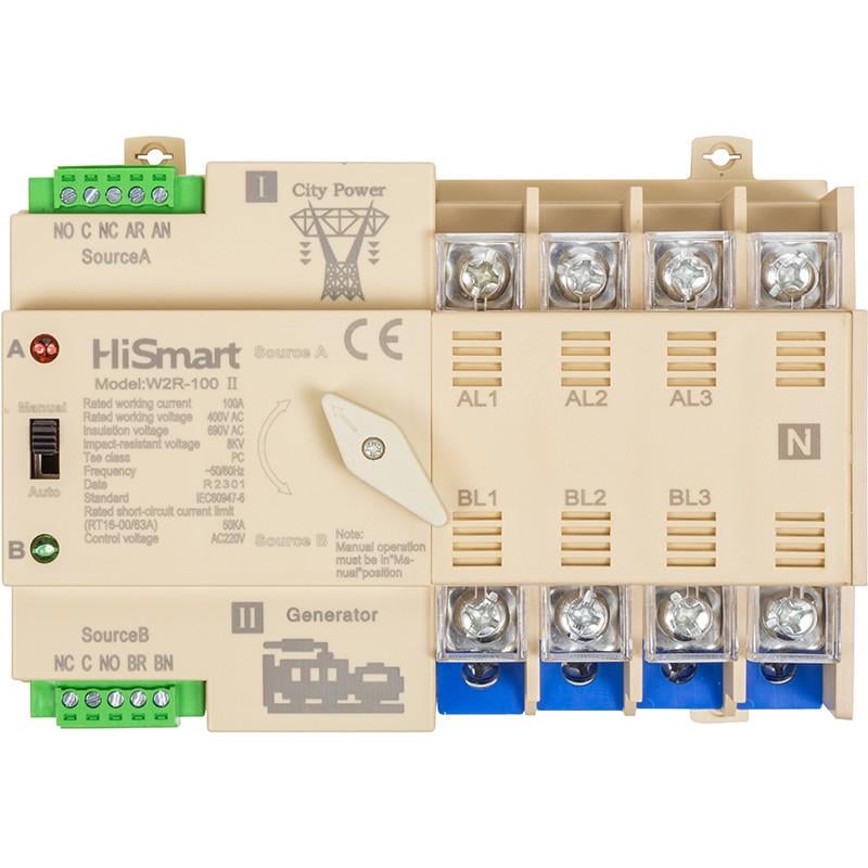 Перемикач автоматичний HiSmart W2R-4P 220V 100A