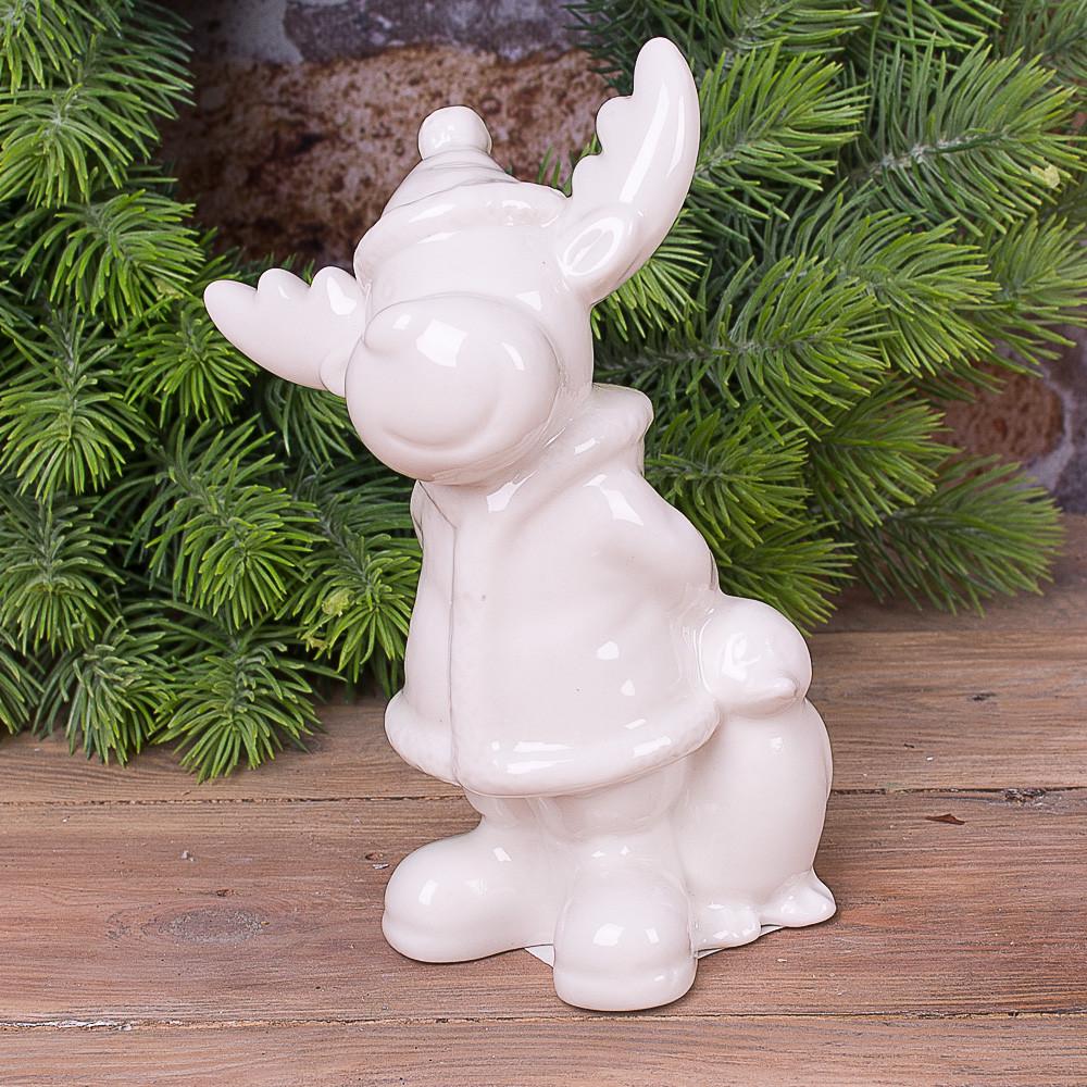 Статуэтка лось с пингвином 15 см Белый (4936)