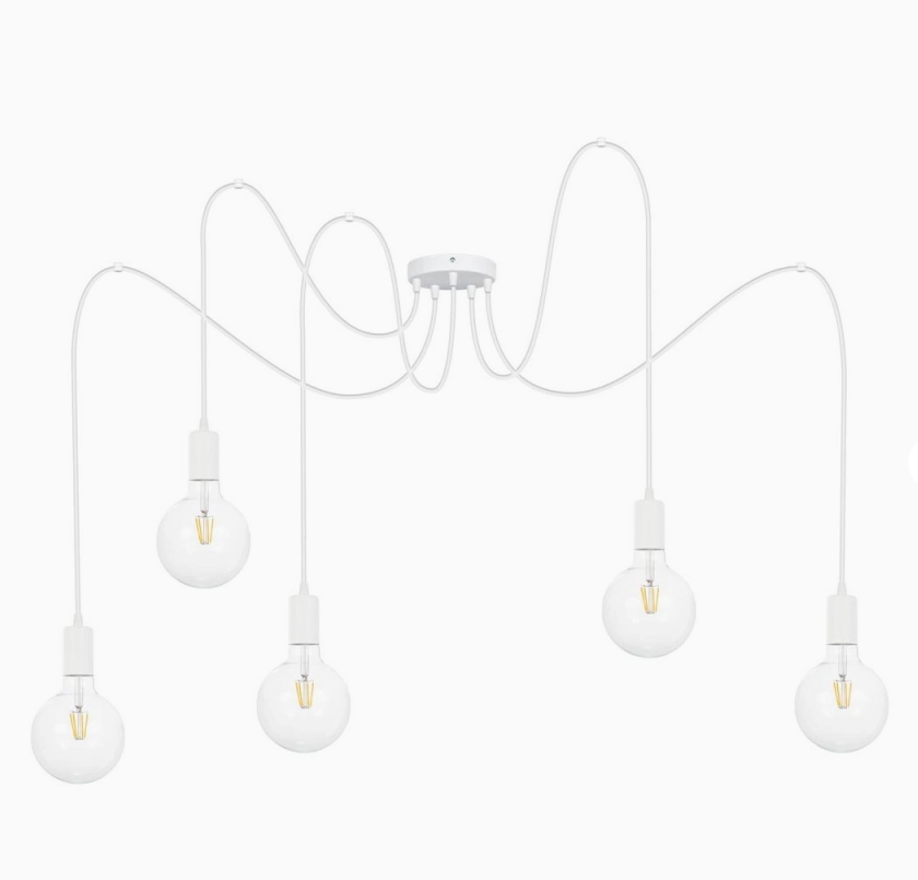 Люстра-павук в стилі лофт на 5 ламп для ламп Едісона металевий патрон Білий