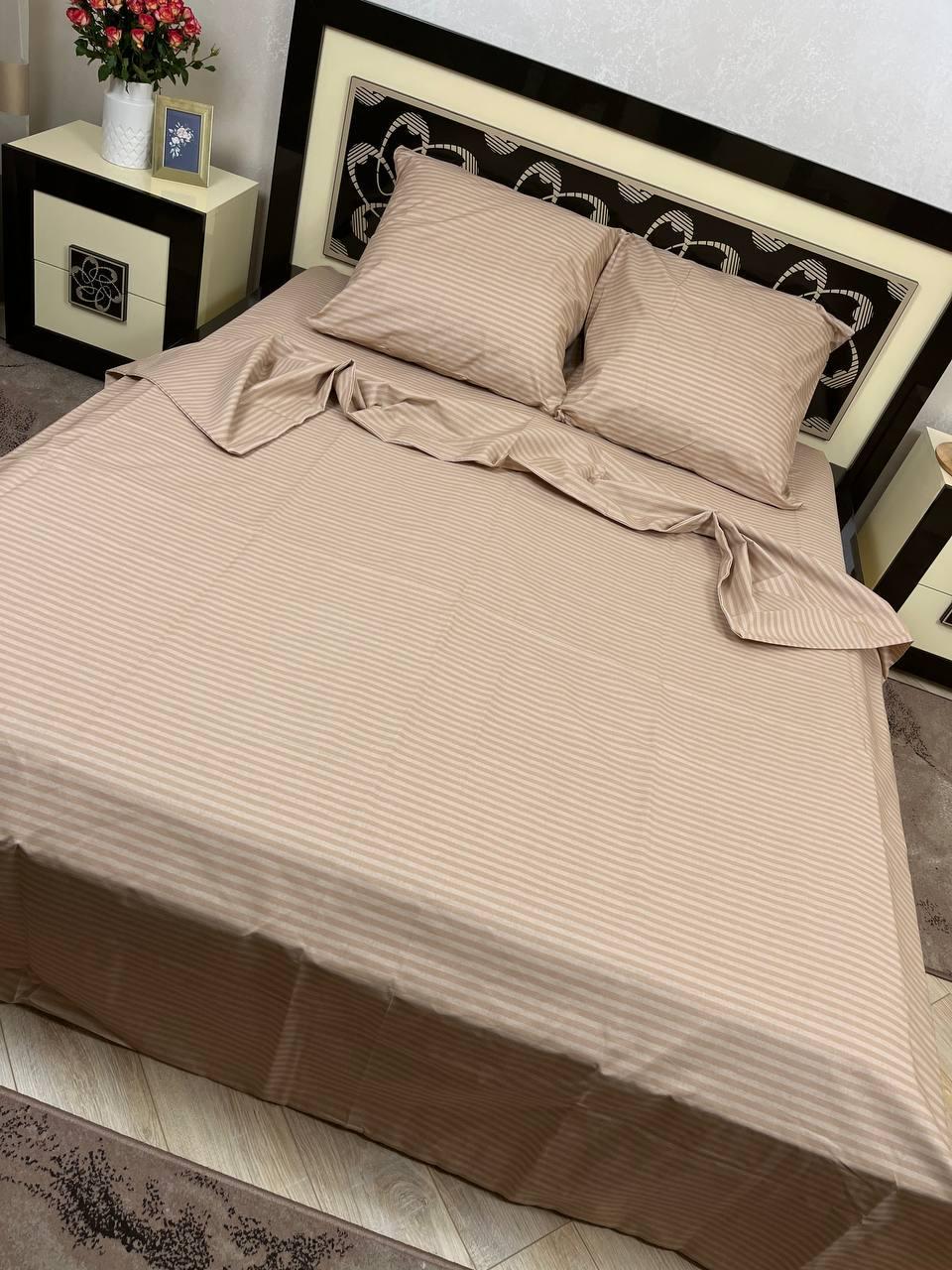 Комплект постельного белья Полоска двуспальный Капучино (12920499)
