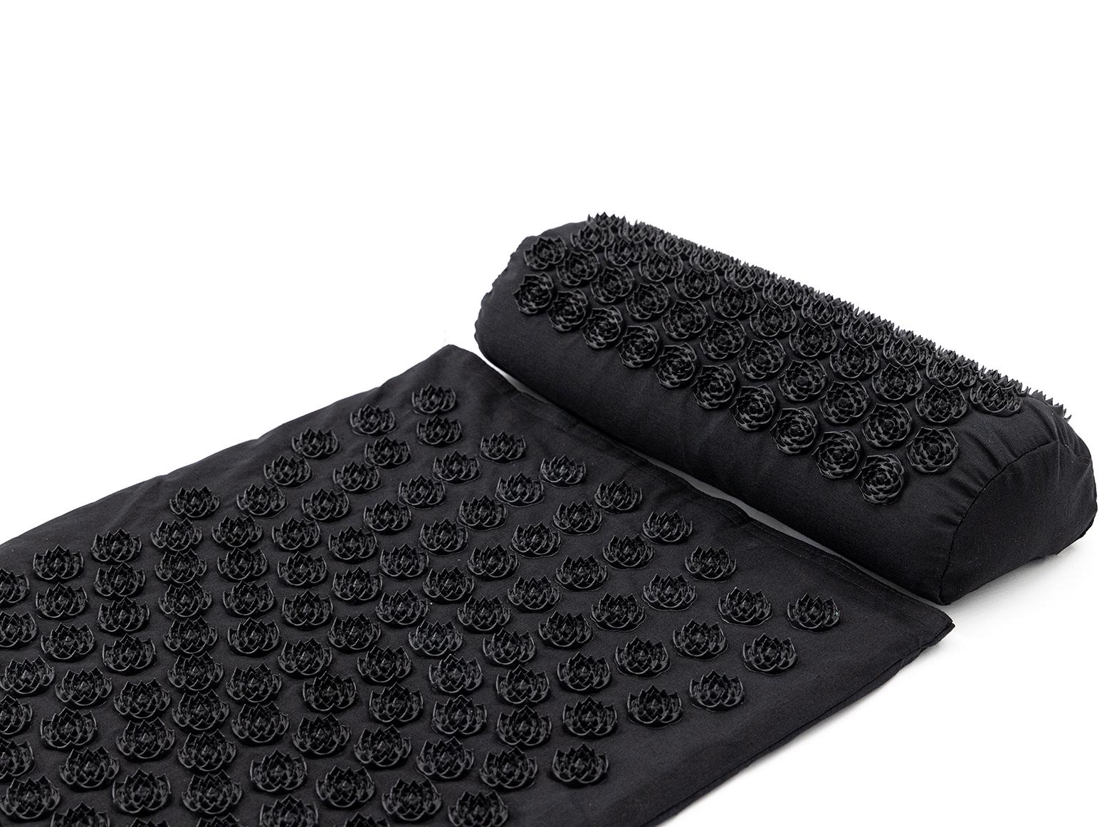 Коврик массажный OSPORT Аппликатор Кузнецова и валик для шеи apl-029 Lotus Sun Mat Eco Черный - фото 2