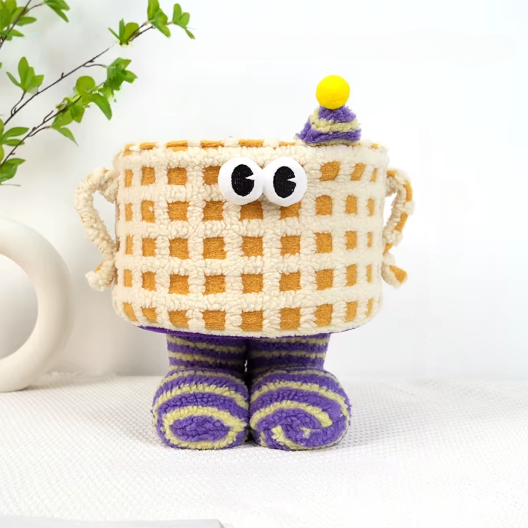 Корзина для игрушек плюшевая в детскую комнату мягкая складная в клетку Желтый