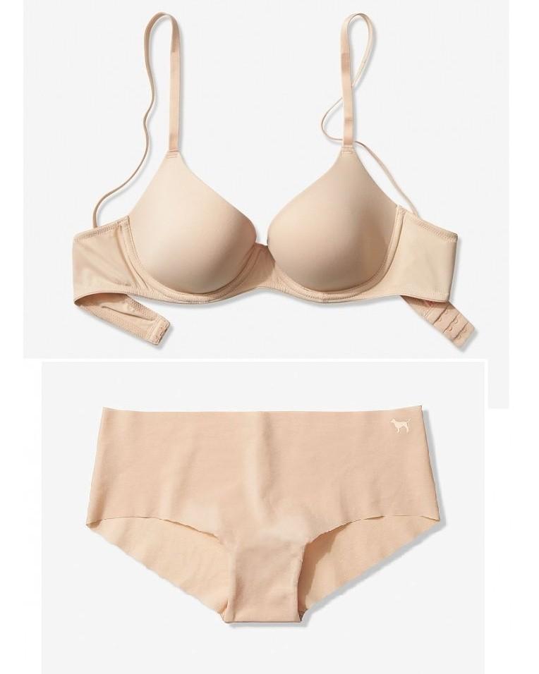 Комплект нижнего белья Victoria's Secret 337-685 формованная чашка/трусики слип 75D/М Бежевый