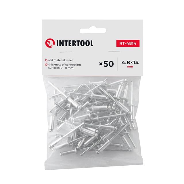 Заклепка алюмінієва Intertool 4.8х14 мм 50 шт (RT-4814)