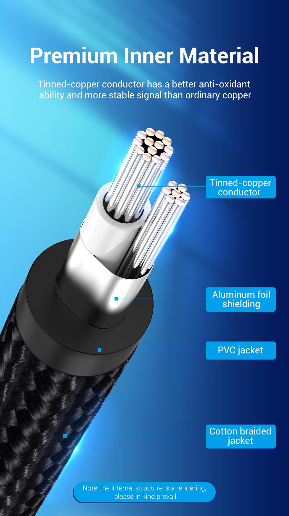 Кабель Vention 6.5 мм Jack-6.5 мм Jack HiFi Аудіо 6.35 мм AUX TS нейлонове обплетення 0,5 м Чорний (BASHD) - фото 5 Кабель Vention 6.5 мм Jack-6.5 мм Jack HiFi Аудіо 6.35 мм AUX TS нейлонове обплетення 0,5 м Чорний (BASHD) - фото 5