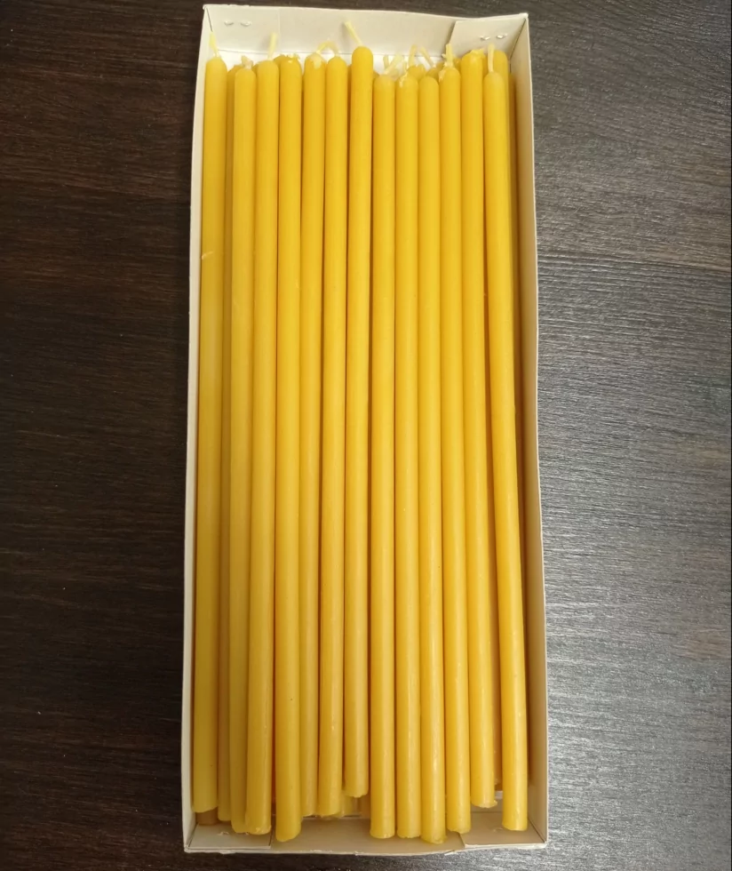 Свечи с прополисом восковые освященные на мощах Св. Пантелеймона 100% 40 шт. 26 см (27154)