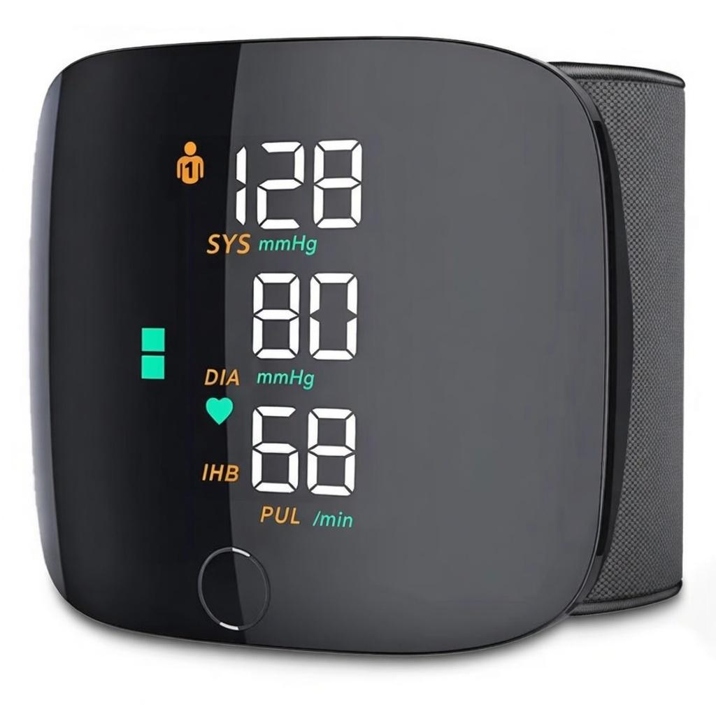Тонометр автоматичний на зап’ястя з голосовим помічником англійською з акумулятором Чорний (2694537066)
