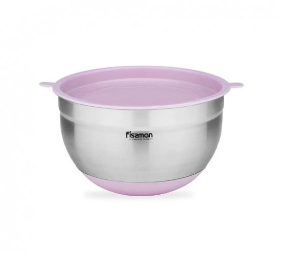Миска Fissman 20x12 см 3 л с пластиковой крышкой из нержавеющей стали (5112) - фото 1