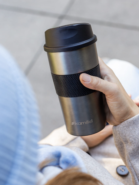 Термокружка Kamille с TPR-вставкой из нержавеющей стали 360 мл Графитовый (2150) - фото 8