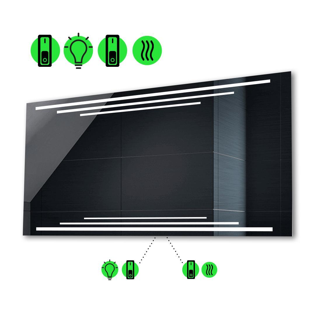 Зеркало с LED подсветкой Francisca с подогревом и двумя механическими включателями 90x60 см (Franciscag68)