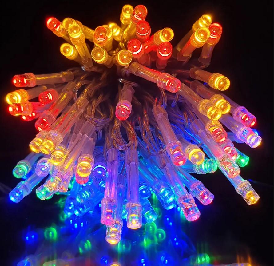 Гирлянда-нить RGB 100LED на батарейках АА 10 м Разноцветный (7G-F-7791)