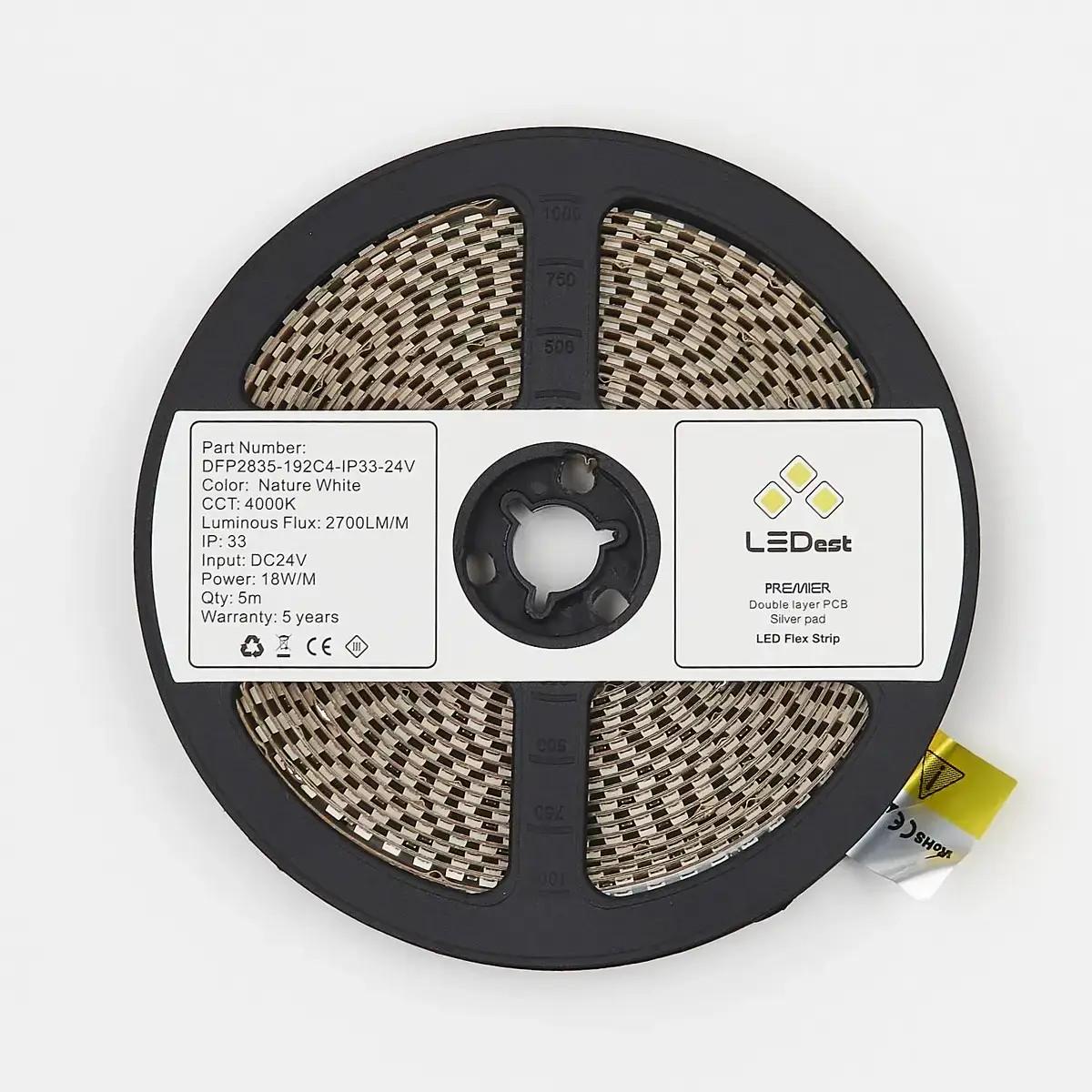 Світлодіодна стрічка LEDest-Leader 18 Вт 4000K 192 шт./м IP33 24В 2700 Лм SMD2835 (239452)