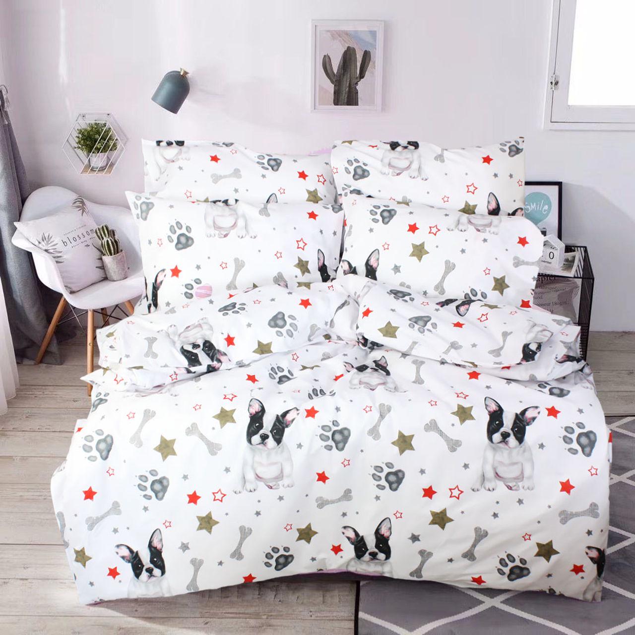 Комплект постельного белья Еней-плюс З0080 двуспальный Белый/Серый (159777)