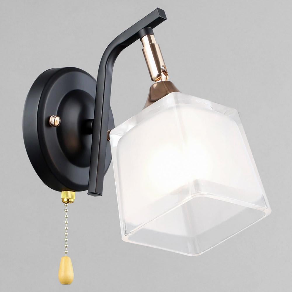 Светильник настенный Light House SR-20292/1W BK/FGD L225хW110хH150 E27 черный/золотой плафон Белый