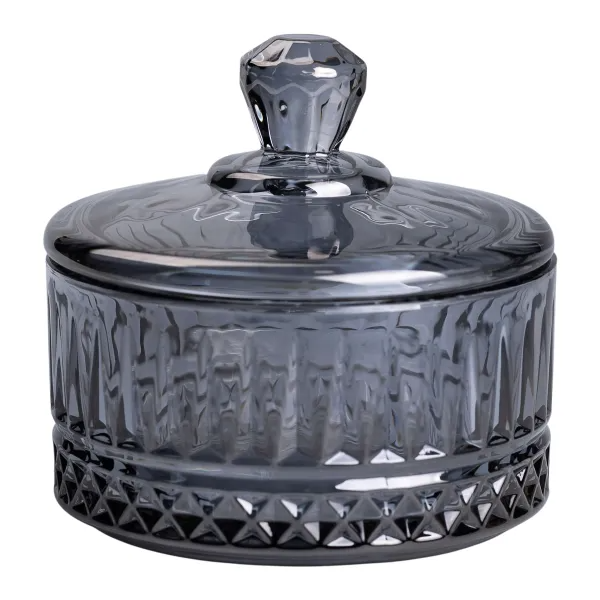 Цукерниця з кришкою скляна ребриста Сірий (HP-YH-78) - фото 2 Цукерниця з кришкою скляна ребриста Сірий (HP-YH-78) - фото 2