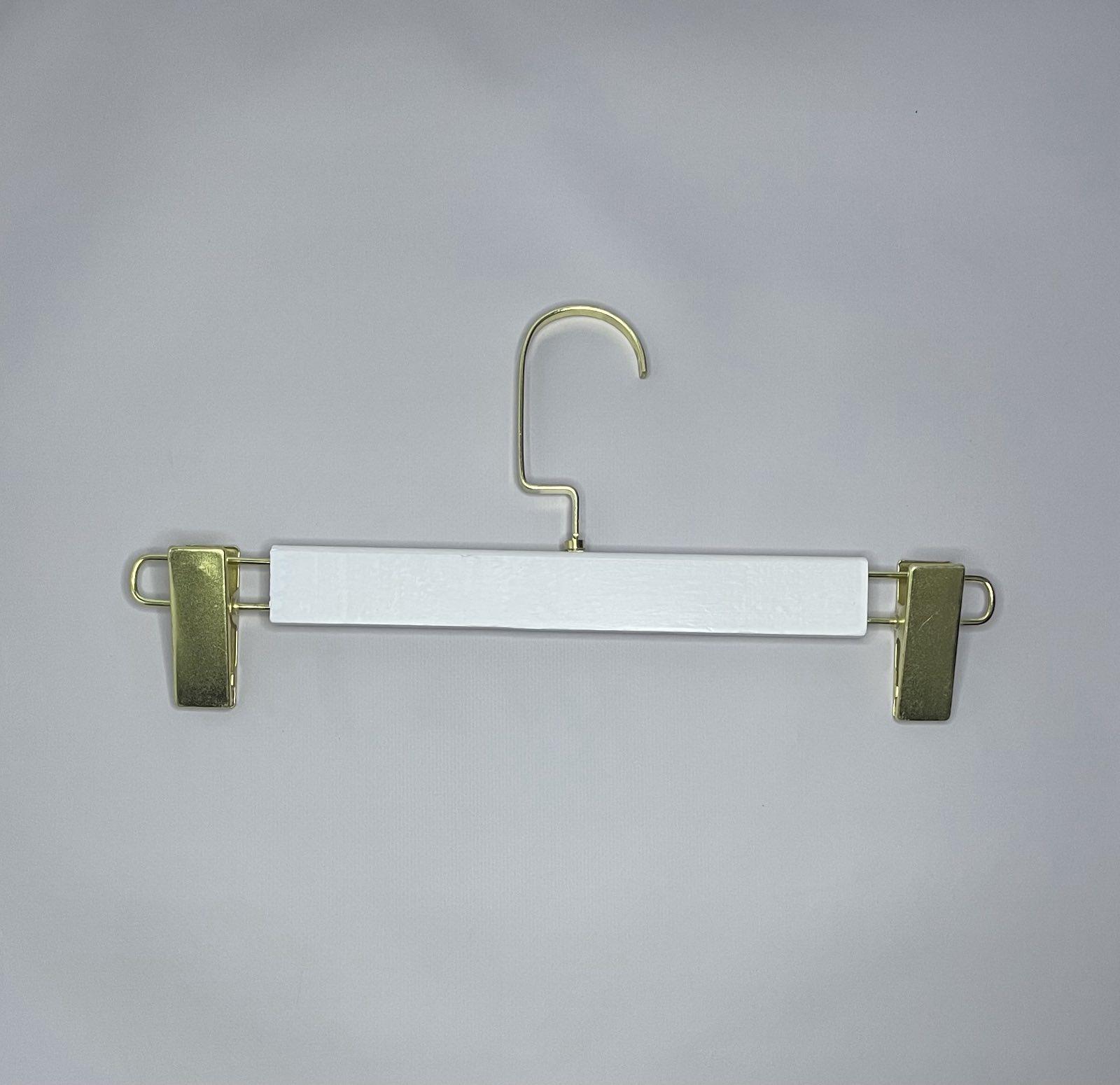 Вешалка ИВА с золотыми прищепками для юбок и брюк с деревянной вставкой 33 см Белый Вешалка ИВА с золотыми прищепками для юбок и брюк с деревянной вставкой 33 см Белый