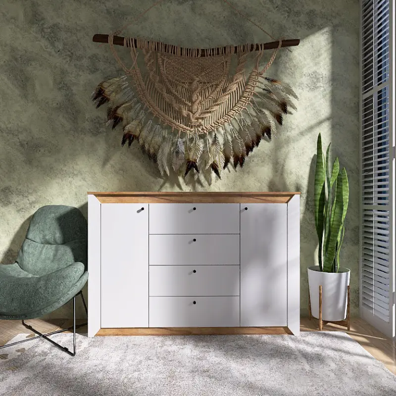 Комод Еверест Нордик Белый/Дуб крафт золотой (26828638)