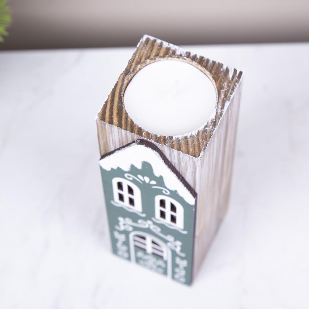 Подсвечник деревянный с зеленой избушкой 14 см (5162-7) - фото 2 Подсвечник деревянный с зеленой избушкой 14 см (5162-7) - фото 2