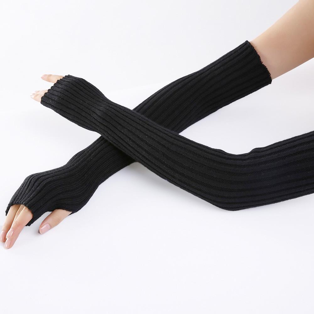 Мітенки в рубчик без пальців 50 см One size Чорний (2412) - фото 2