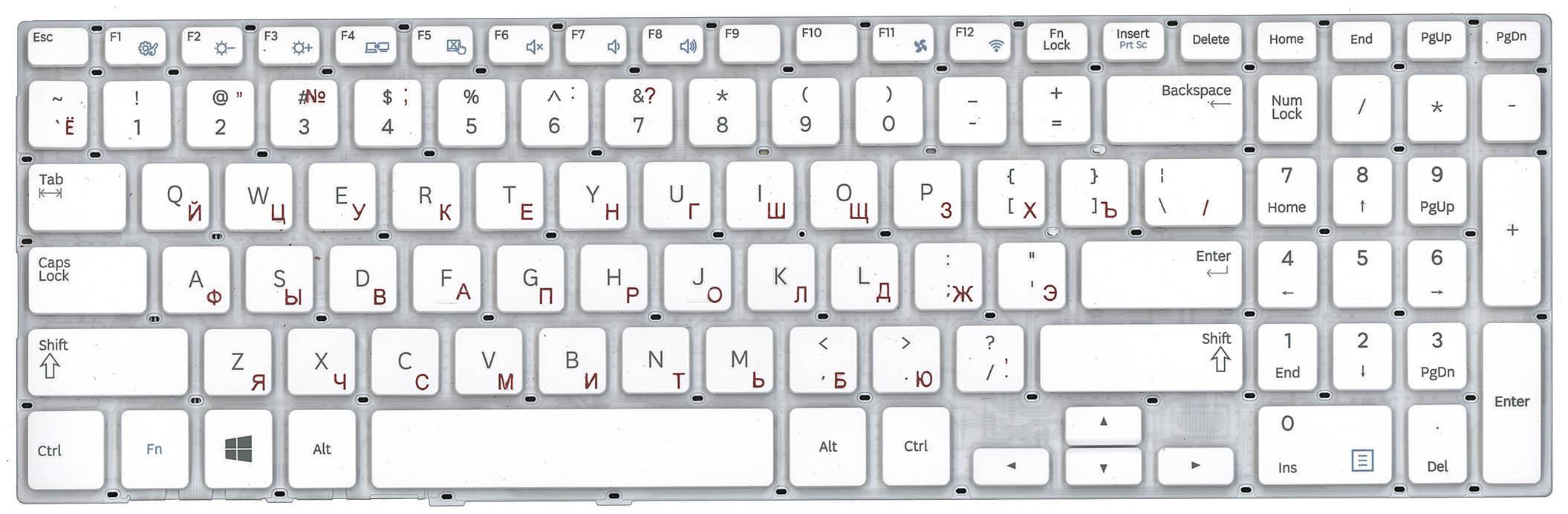 Клавиатура для ноутбука Samsung 370R4E/370R5E White