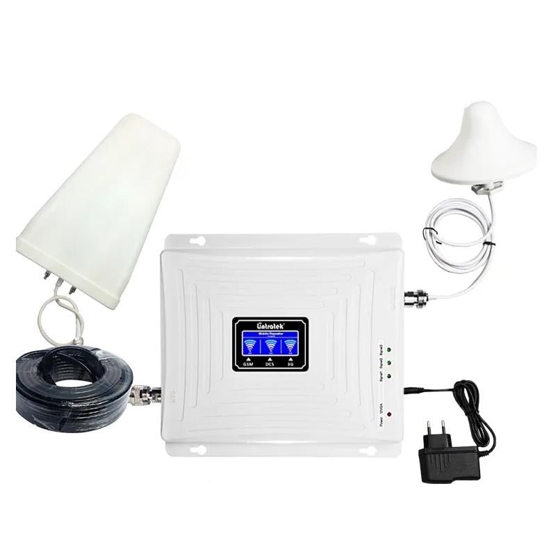 Усилитель GSM Lintratek KW20C-GDW 900-1800-2100MHZ мобильной связи и интернета 4G LTE полный комплект (19268)