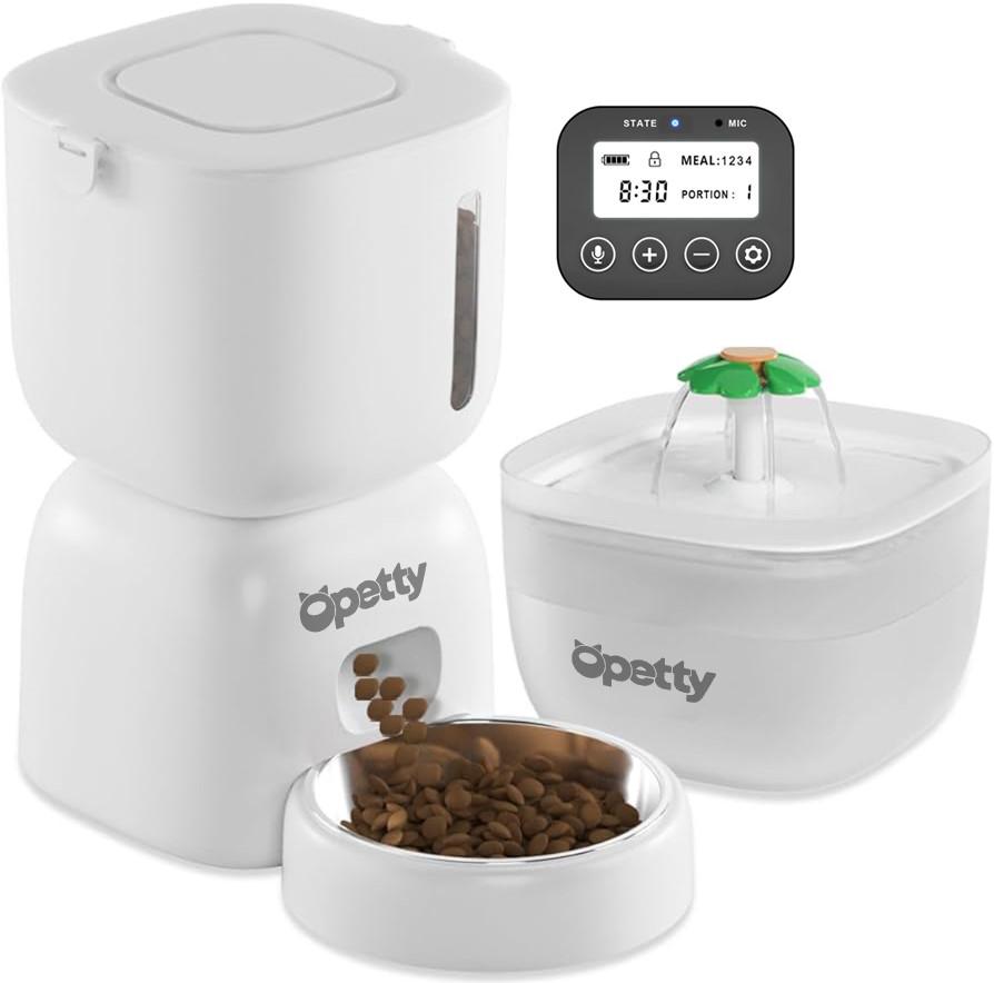 Годівниця і фонтан для котів та собак автоматичні Opetty combo Білий