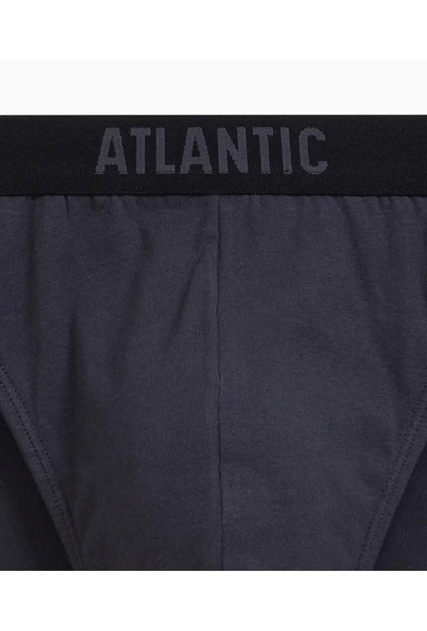 Набор трусов-брифов Atlantic 3MP-171 средней посадки хлопковых 3 шт. L Черный/Графитовый/Голубой (25211229) - фото 6
