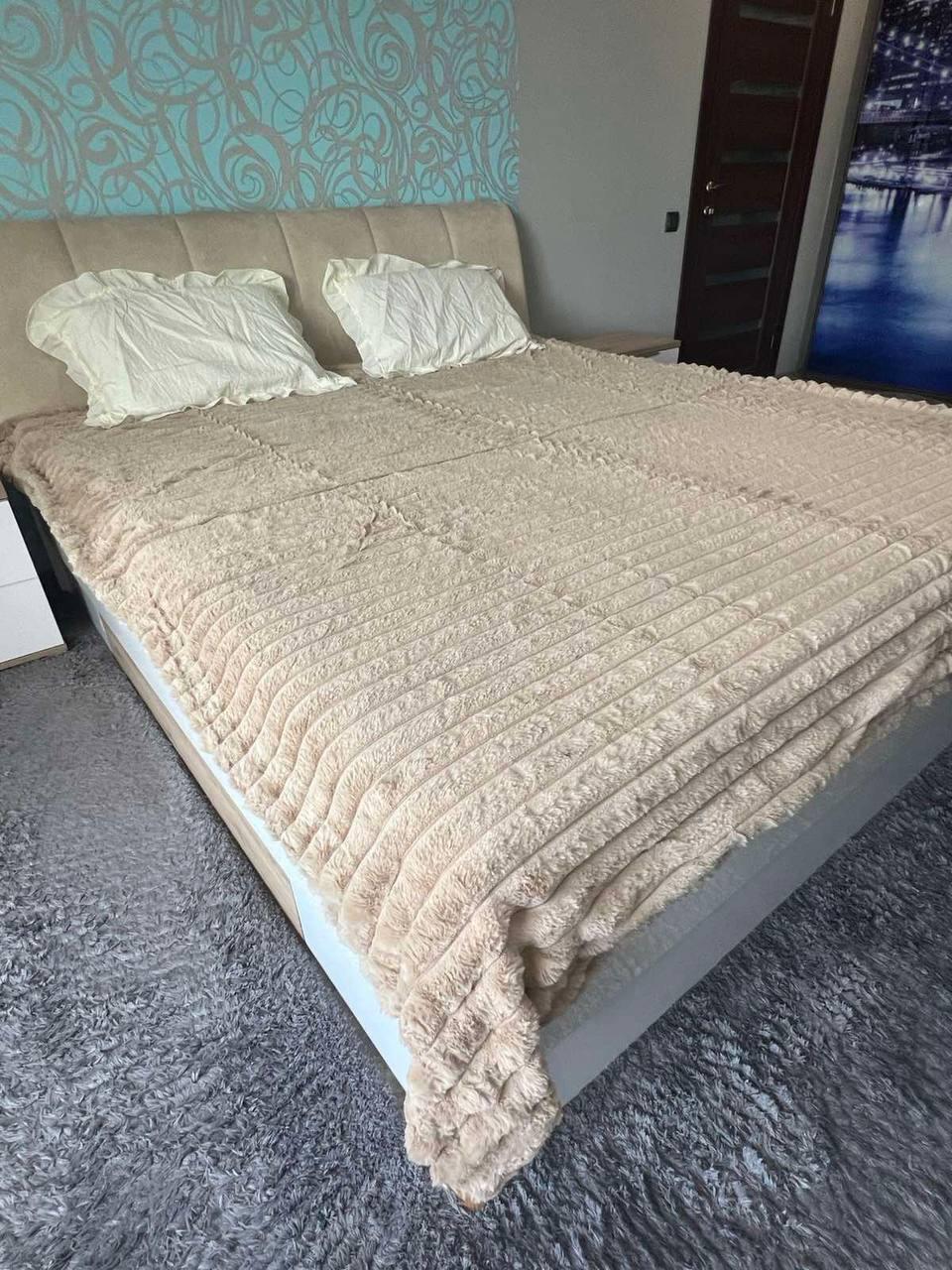 Плед-покрывало шиншилла евро 200х230 см Бежевый (П4К-mur-shin-sharp-005)