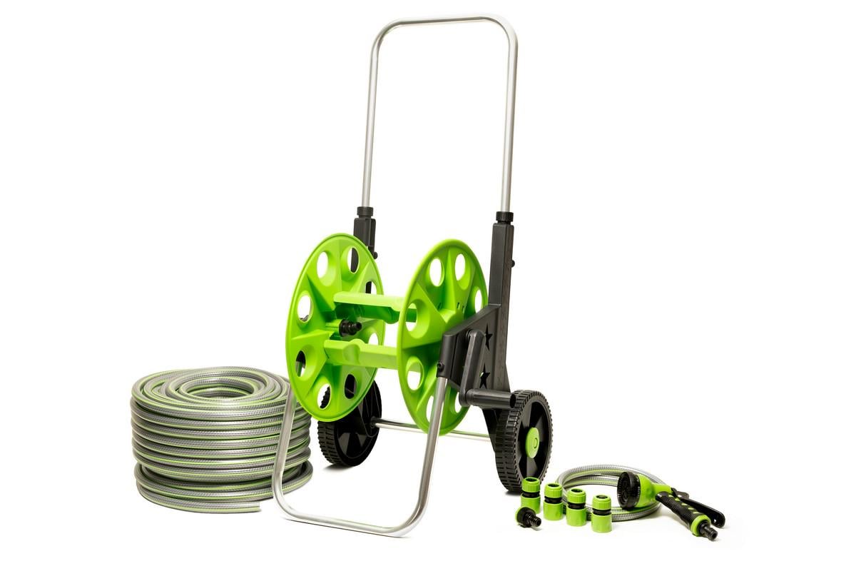 Котушка зі шлангом MasterTool ½" 50 м з телескопічною ручкою на колесах (92-8800)