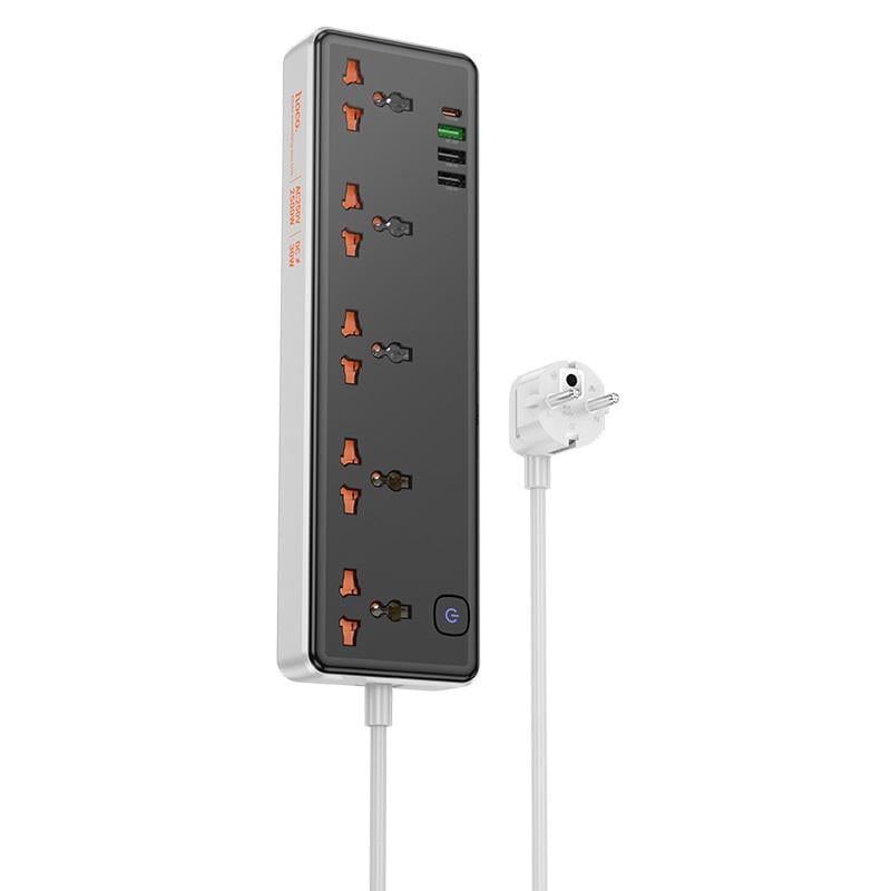 Подовжувач мережевий Hoco AC14A Rico 5-position socket PD30W/1C3A Black (6942007607179)
