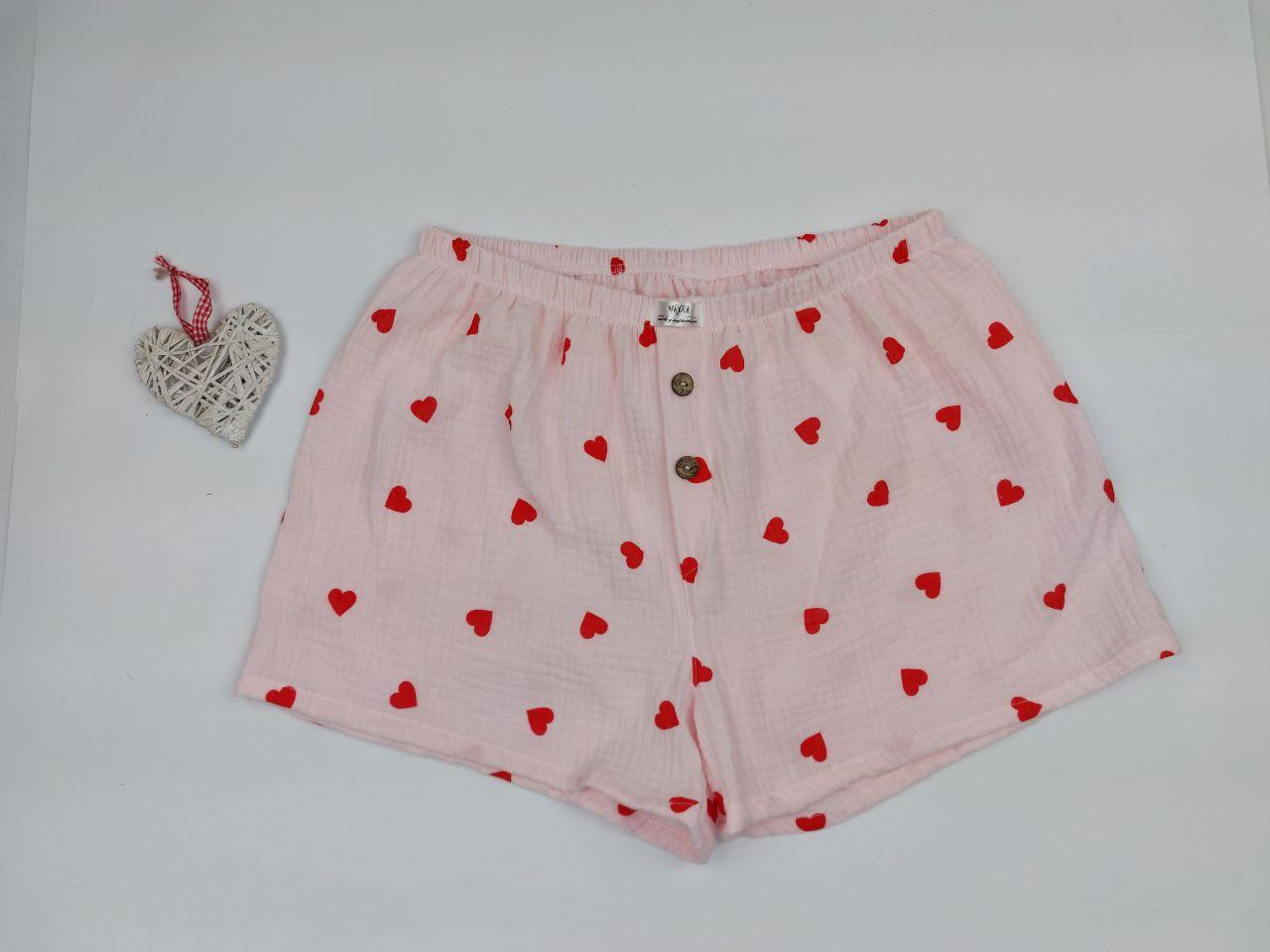 Трусы-шорты мужские смуслиновые красными сердечками Розовый (1188700542) - фото 2