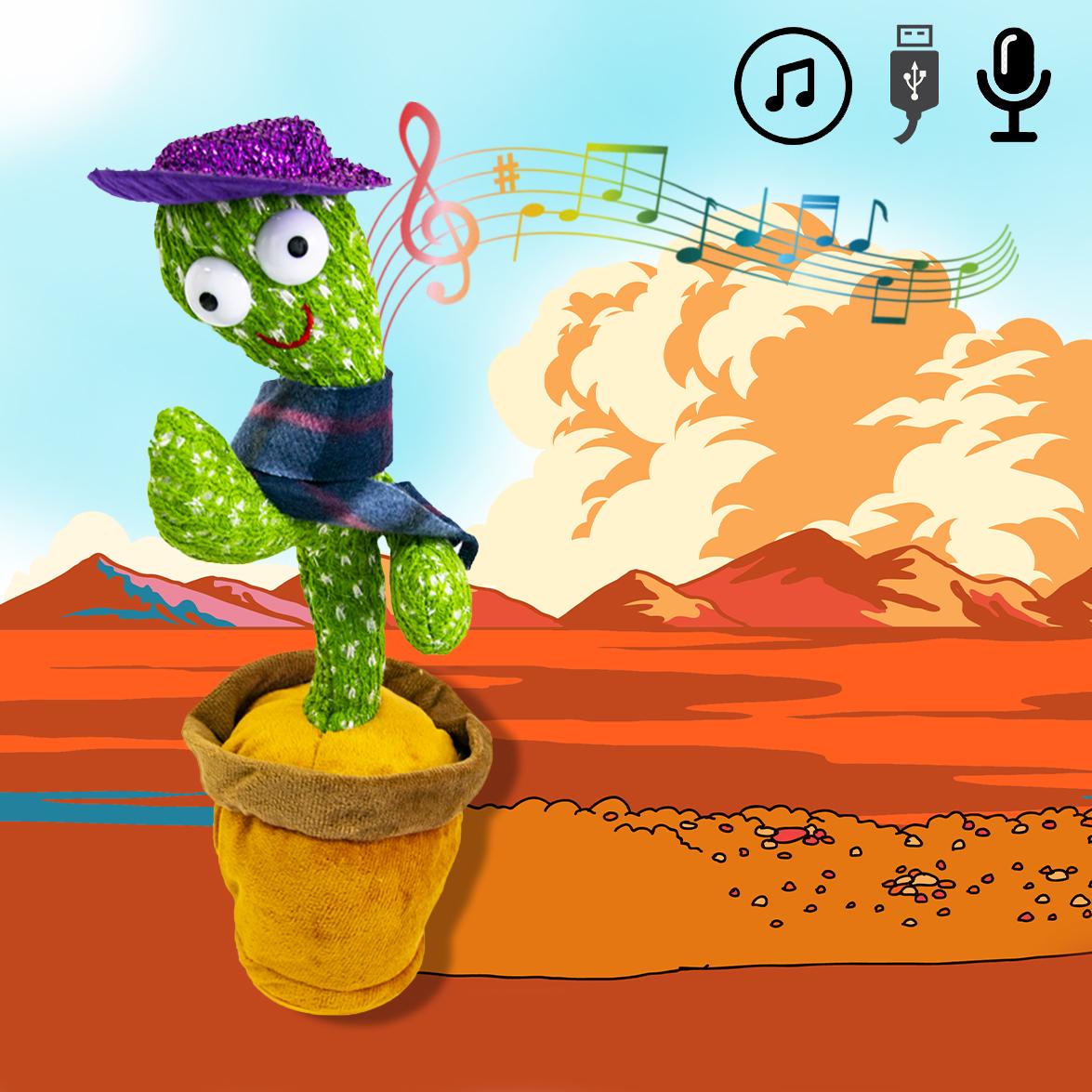Интерактивная игрушка танцующий кактус повторюшка Dancing Cactus Зеленый (1009107-Green) - фото 2