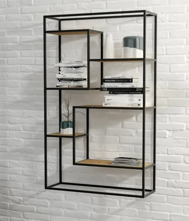 Стелаж Loft NS-1042 з полицями вузький для роботи та кабінету Чорний (3075780131)