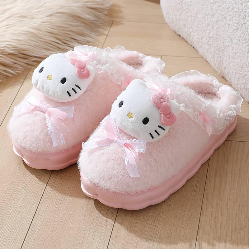 Тапочки женские домашние Hello Kitty утепленные с закрытым носком р. 35 22,5 см (10420) - фото 4