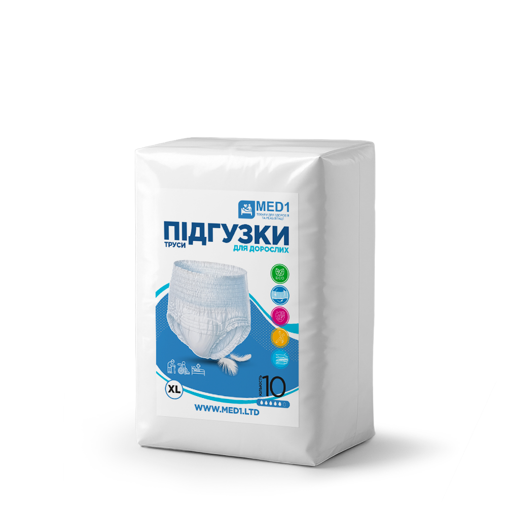 Трусы-подгузники для взрослых при недержании мочи MED1-WC02 одноразовые XL 10 шт. (MED1-WC02XL10)